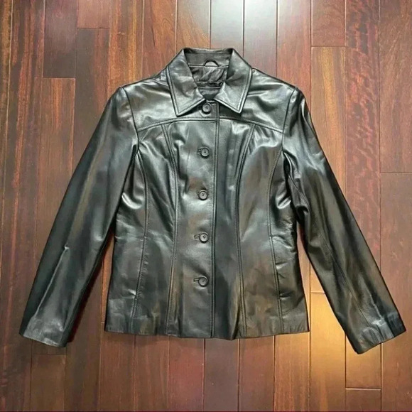 Danier Black Leather Jacket Blazer Button Front  Insulated Removable Liner Small - Picture 16 of 16